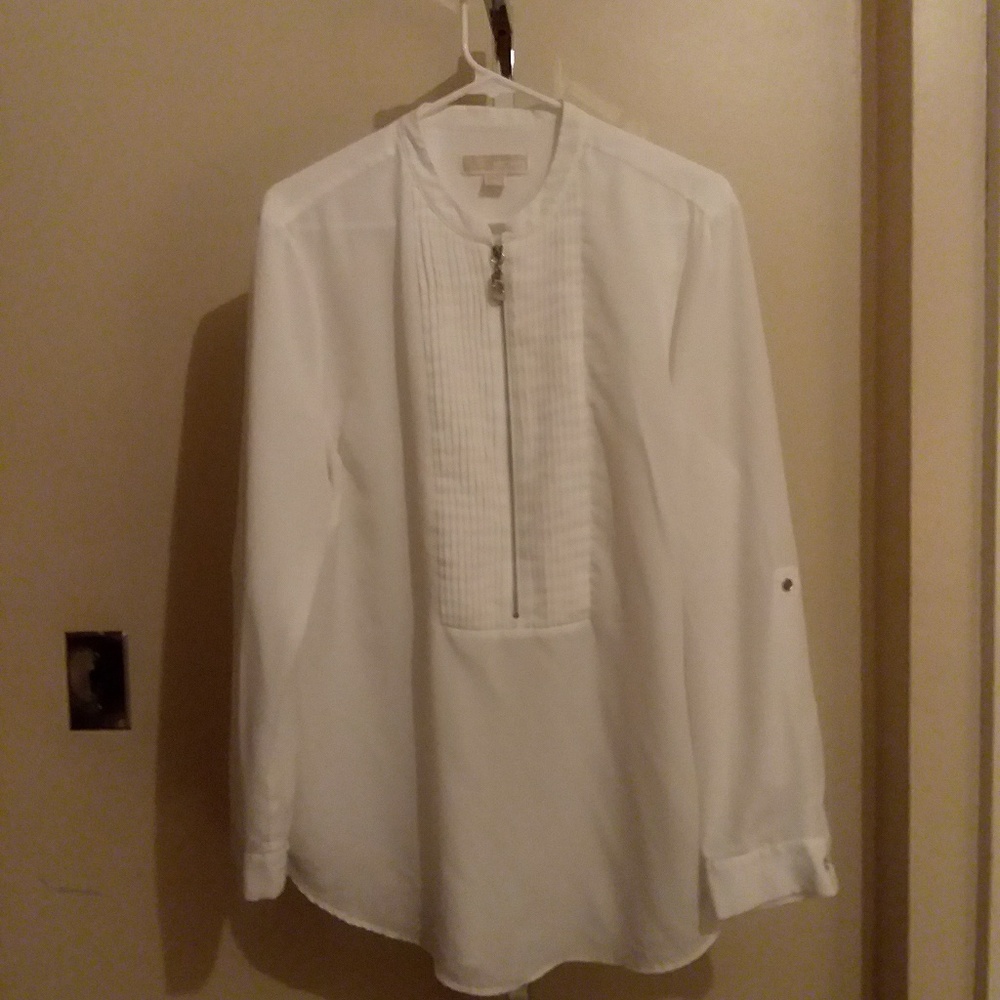 Michael Kors White Pintuck Blouse Size XL